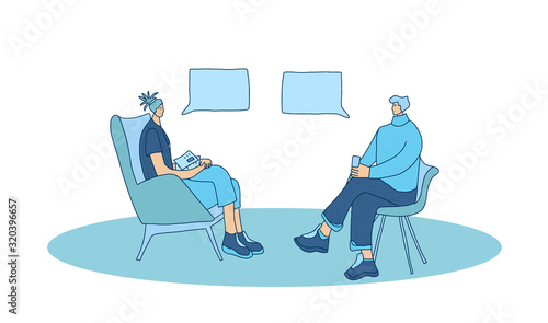 People sitting in the chair. Vector person.