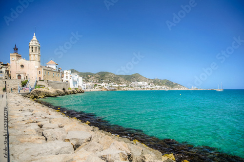 Sights along the beach and waterfront of Sitges Spain