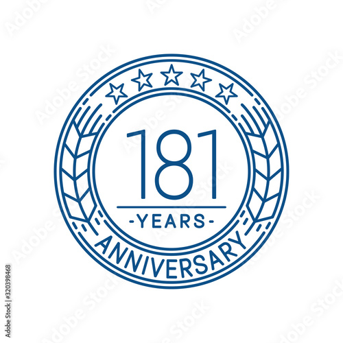 181 years anniversary celebration logo template. Line art vector and illustration.