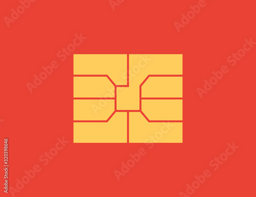 Sim. Sim card web icon vector isolated on red background, EPS 10, top view	