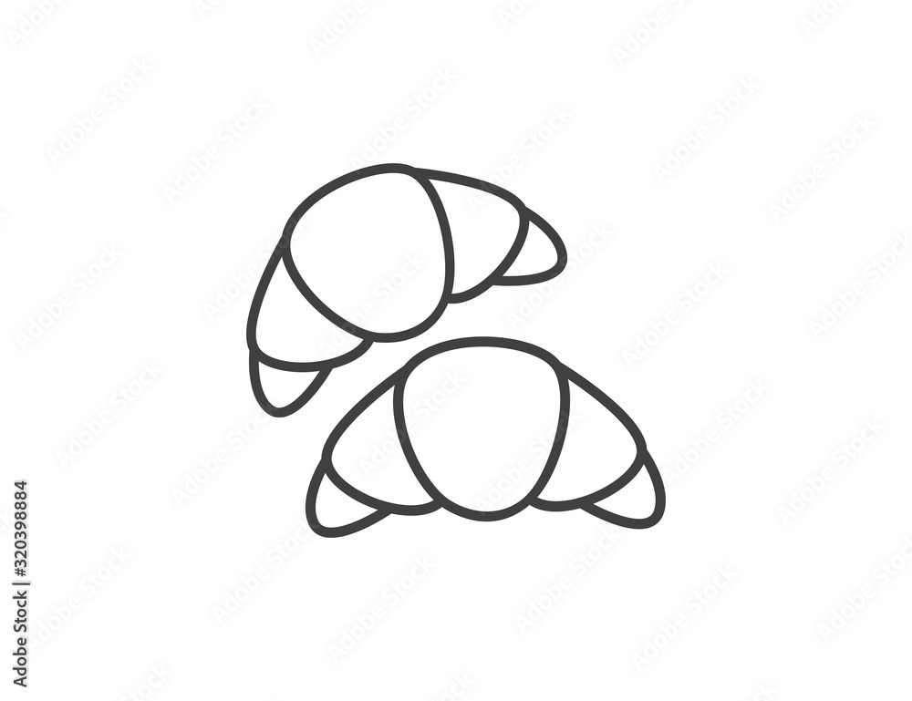 Freshly baked croissants isolated on white background, top view Freshly baked croissants isolated on white background, top view