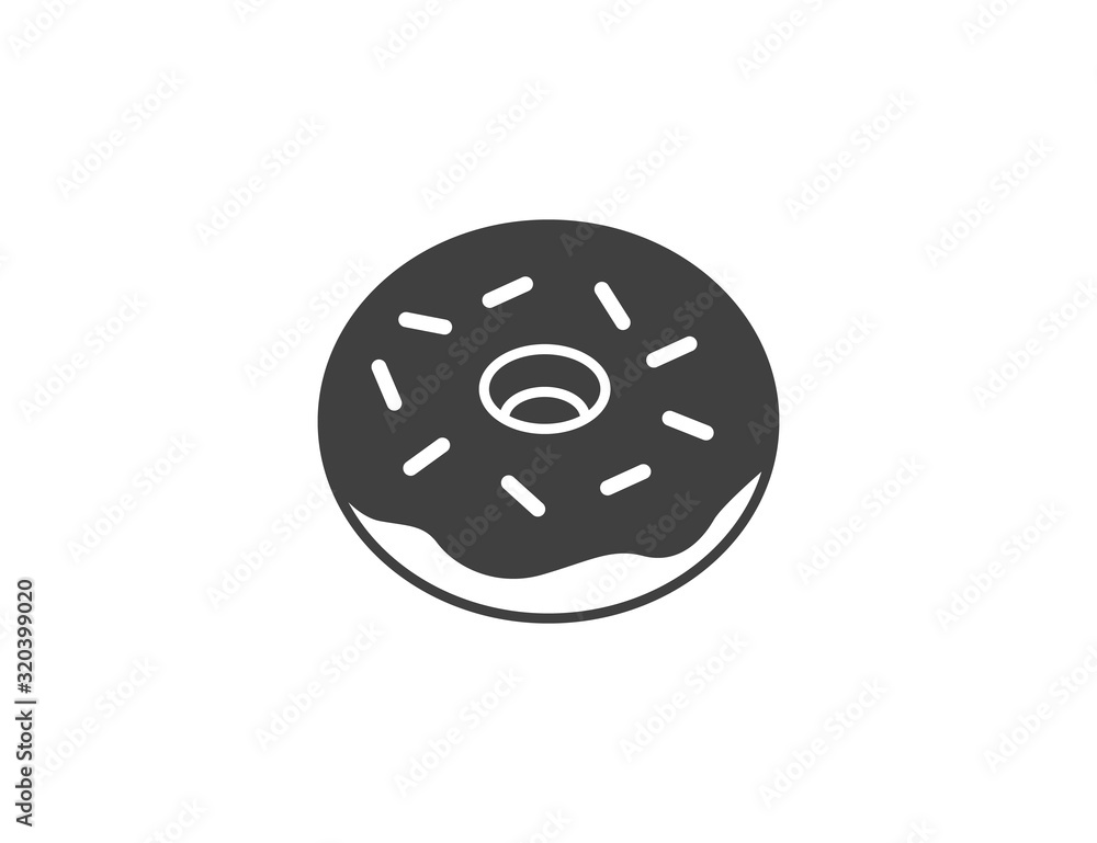 Donut. Glazed donut in flat style icon isolated on white background, top view Donut. Glazed donut in flat style icon isolated on white background, top view