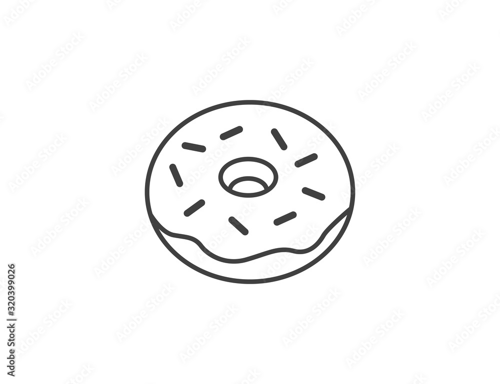 Donut. Glazed donut in flat style icon isolated on white background, top view Donut. Glazed donut in flat style icon isolated on white background, top view