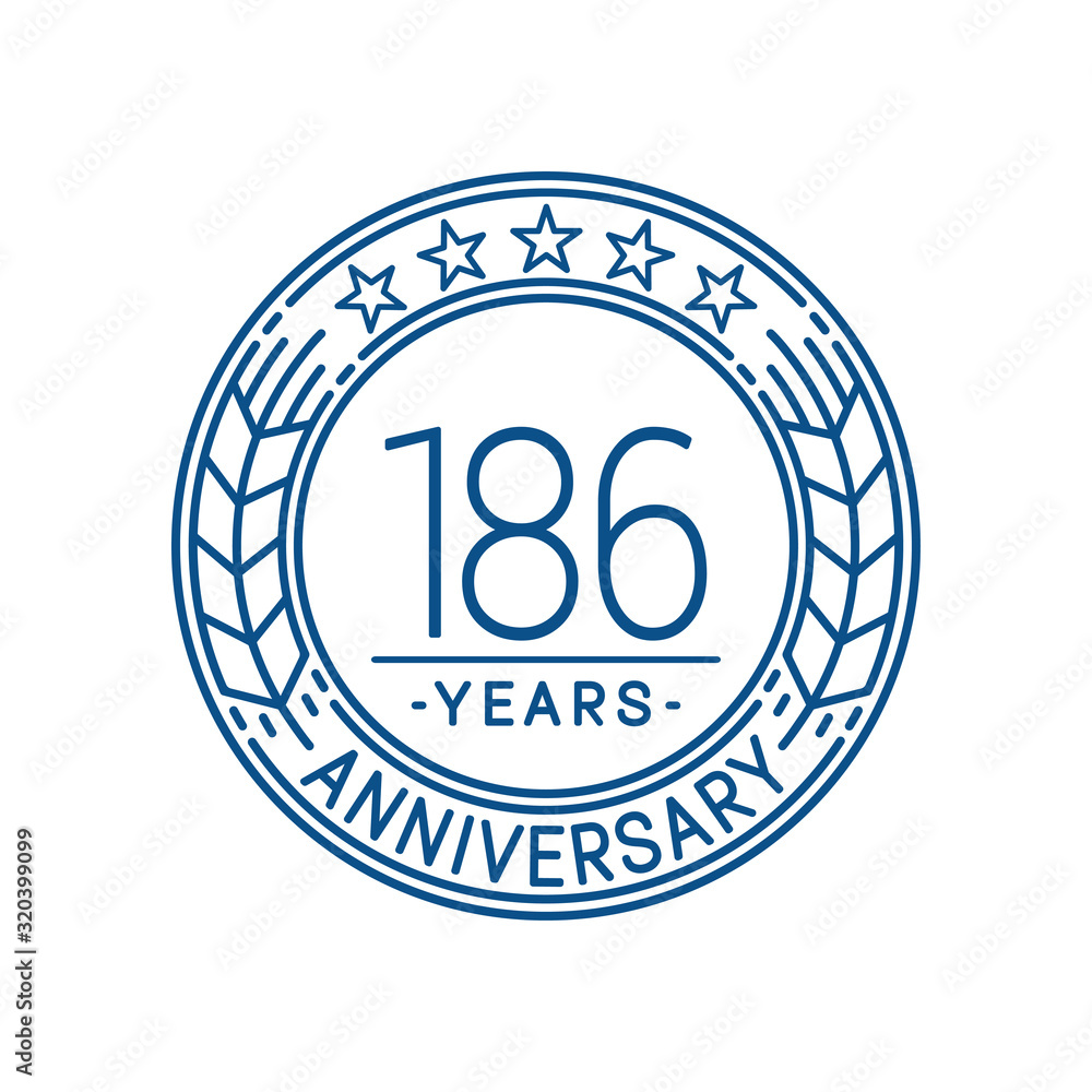 186 years anniversary celebration logo template. Line art vector and illustration.