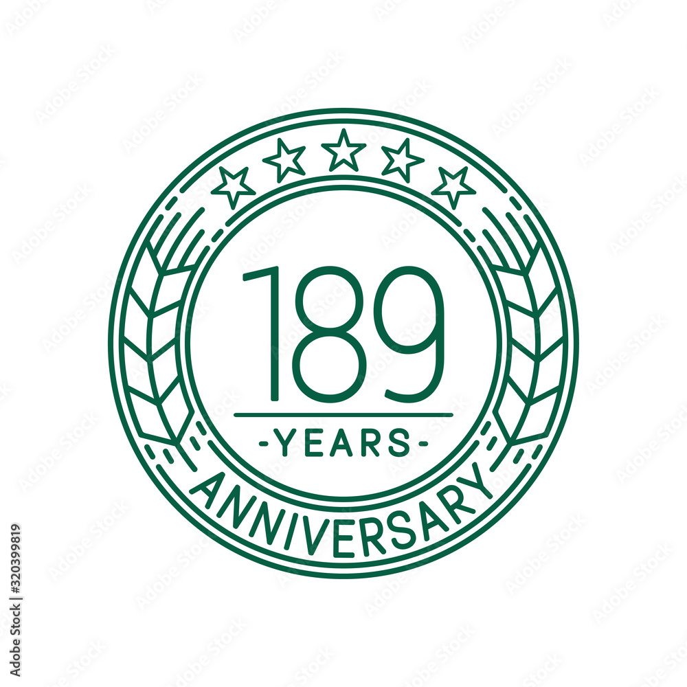 189 years anniversary celebration logo template. Line art vector and illustration.