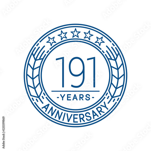 191 years anniversary celebration logo template. Line art vector and illustration.
