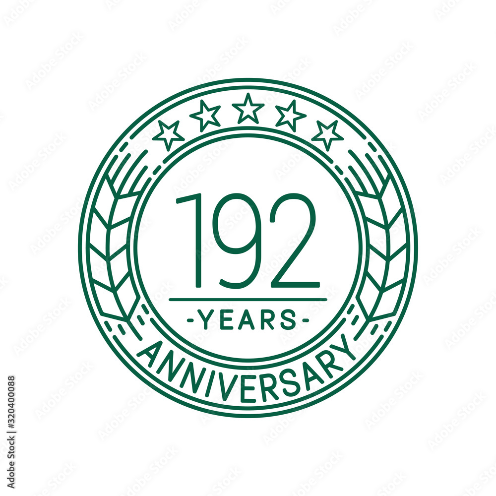 192 years anniversary celebration logo template. Line art vector and illustration.
