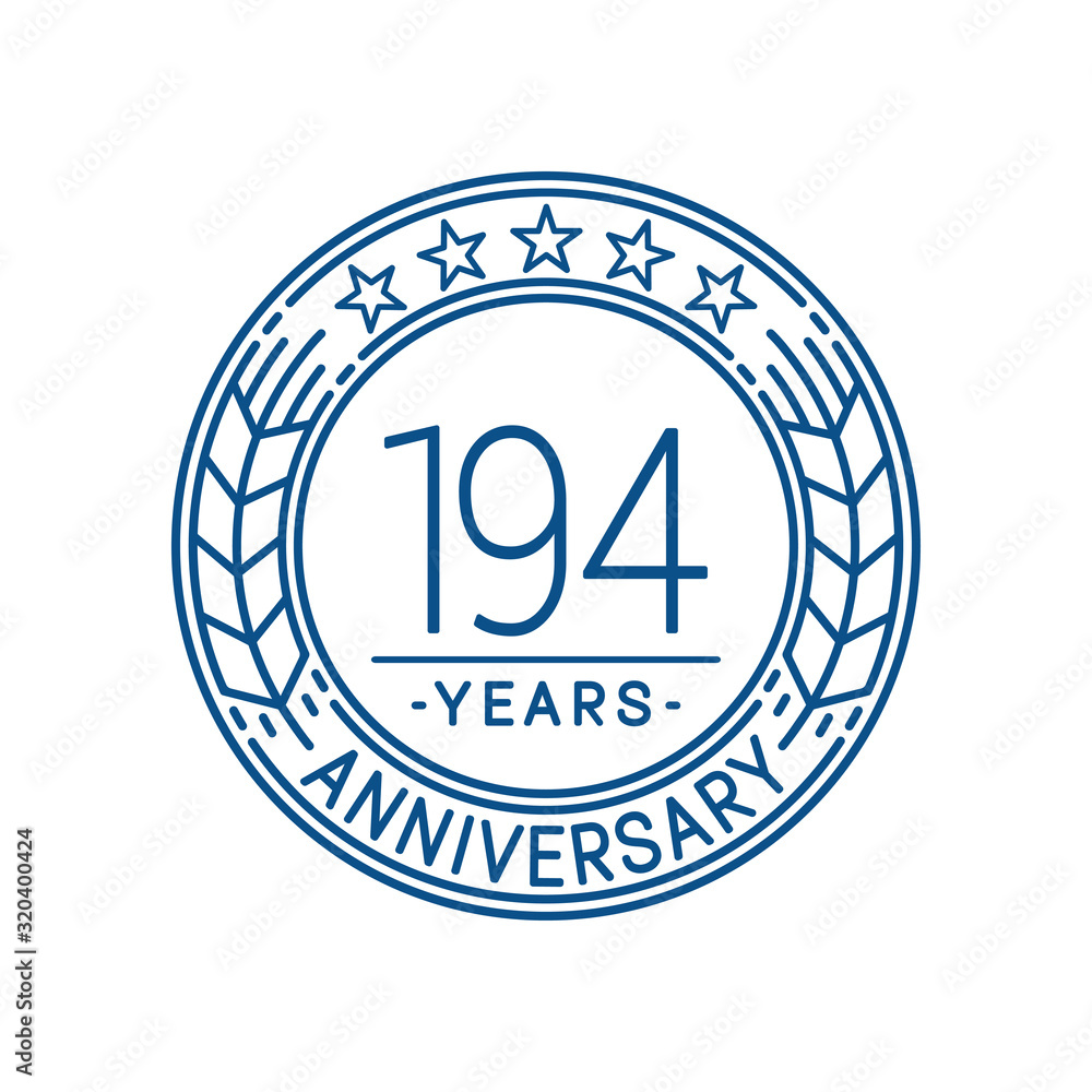 194 years anniversary celebration logo template. Line art vector and illustration.