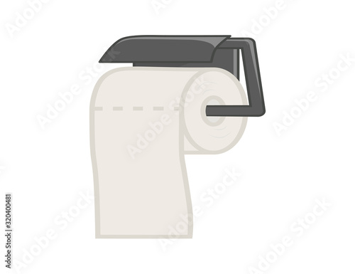 Roll of toilet paper. White roll of toilet paper. Hank of paper for toilet. Vector illustration in flat style