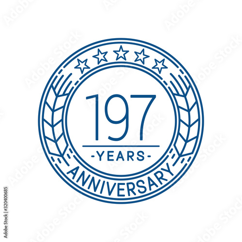 197 years anniversary celebration logo template. Line art vector and illustration.