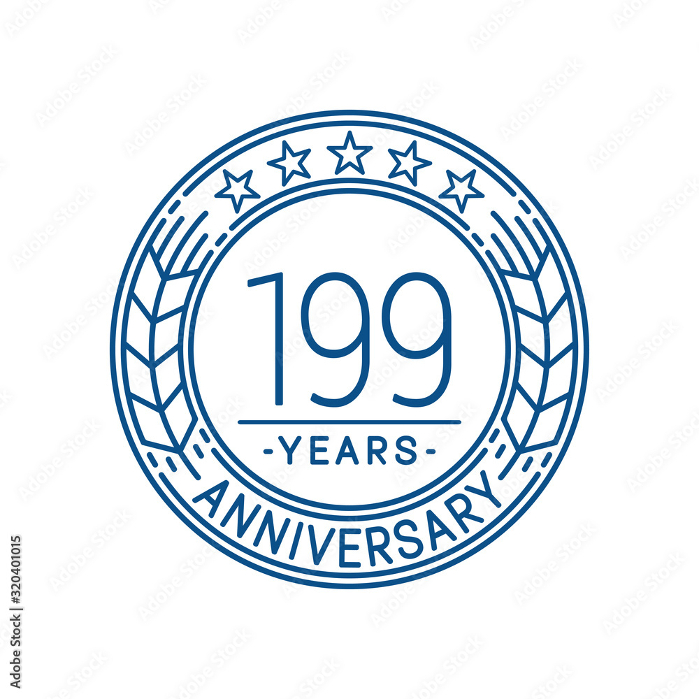 199 years anniversary celebration logo template. Line art vector and illustration.