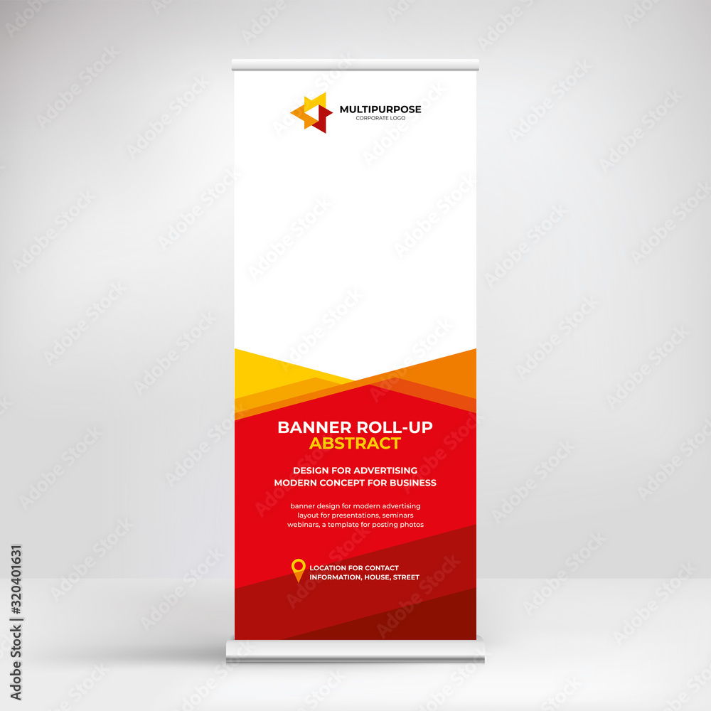 Banner design, roll-up stand for advertising, conferences, seminars, poster template for placing photos and text. Creative background for presentation Banner design, roll-up stand for advertising, conferences, seminars, poster template for placing photos and text. Creative background for presentation