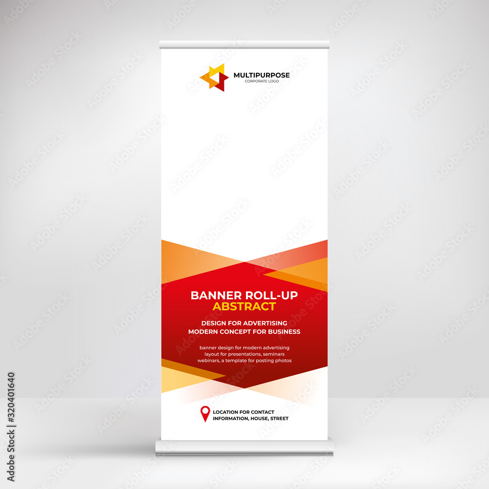 Banner design, roll-up stand for advertising, conferences, seminars, poster template for placing photos and text. Creative background for presentation Banner design, roll-up stand for advertising, conferences, seminars, poster template for placing photos and text. Creative background for presentation