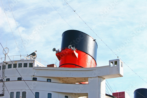 Historic cruise ship at harbor in city of Long Beach, Los Angeles County, California CA, USA. photo