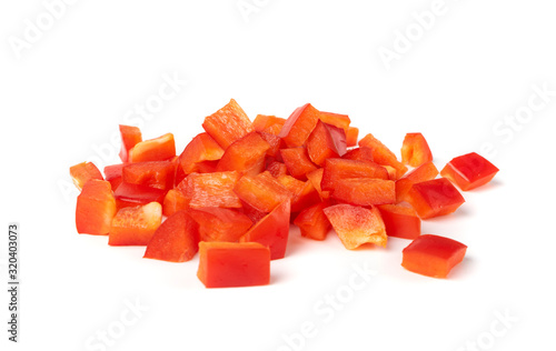 Sliced paprika or red sweet pepper rings set isolated
