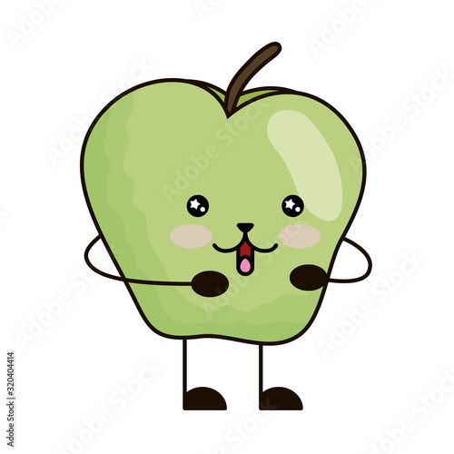 apple fresh fruit kawaii character