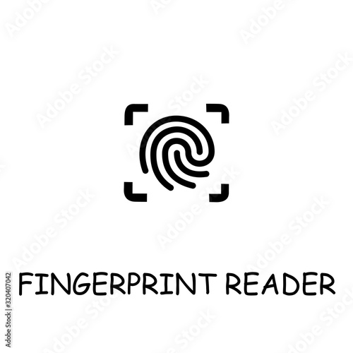 Fingerprint reader flat vector icon