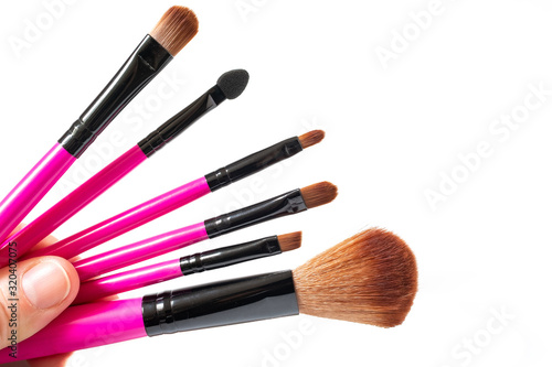 makeup brushes and eye shadows