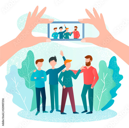 Friends company selfie in nature
