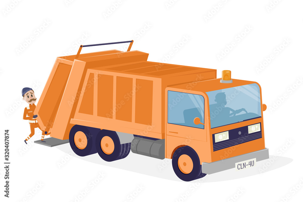 funny cartoon illustration of a garbage disposal car funny cartoon illustration of a garbage disposal car