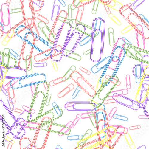 Seamless background clerical colorful paper clips