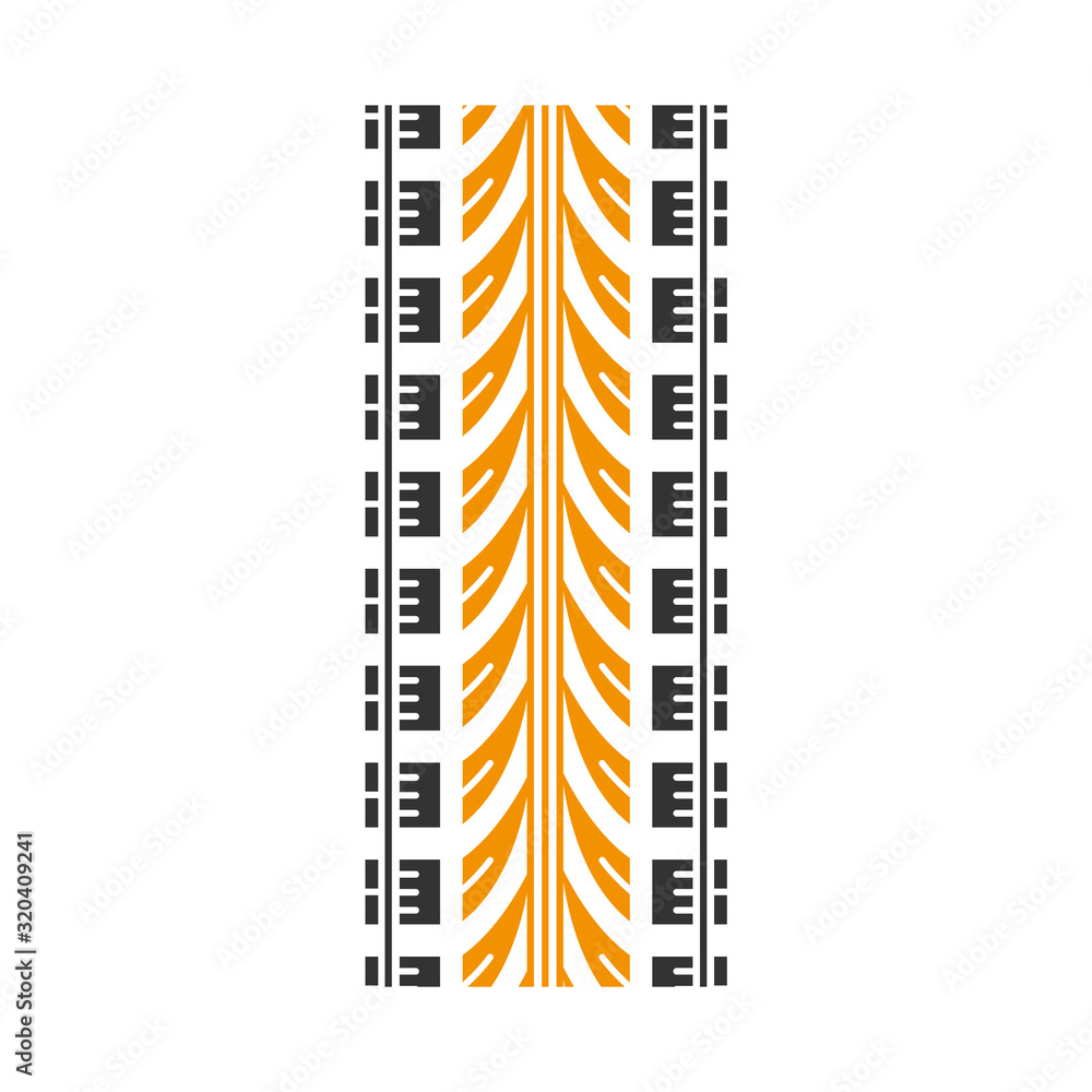 Wheel traces black and yellow RGB color icon. Detailed automobile, motorcycle tyre marks. Car wheel print with thick grooves. Vehicle tire trail. Isolated vector illustration on white background Wheel traces black and yellow RGB color icon. Detailed automobile, motorcycle tyre marks. Car wheel print with thick grooves. Vehicle tire trail. Isolated vector illustration on white background