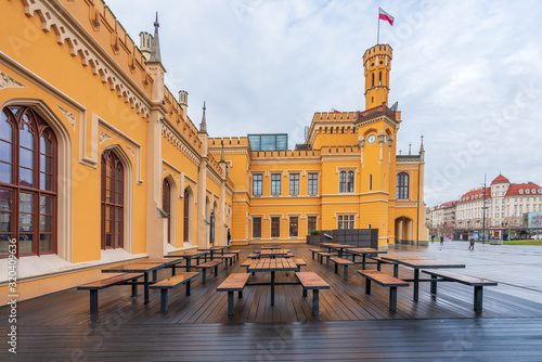 Historic Main Railway Station on Piłsudzki Street in the city of Wroclaw, Lower Silesia. The station was renovated in preparation for Euro 2012.