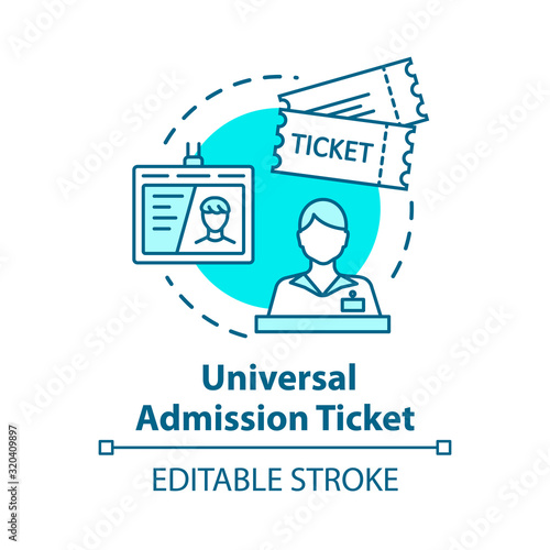 Universal admission ticket concept icon. Personal premium access pass idea thin line illustration. All inclusive tourism. Vector isolated outline RGB color drawing. Editable stroke