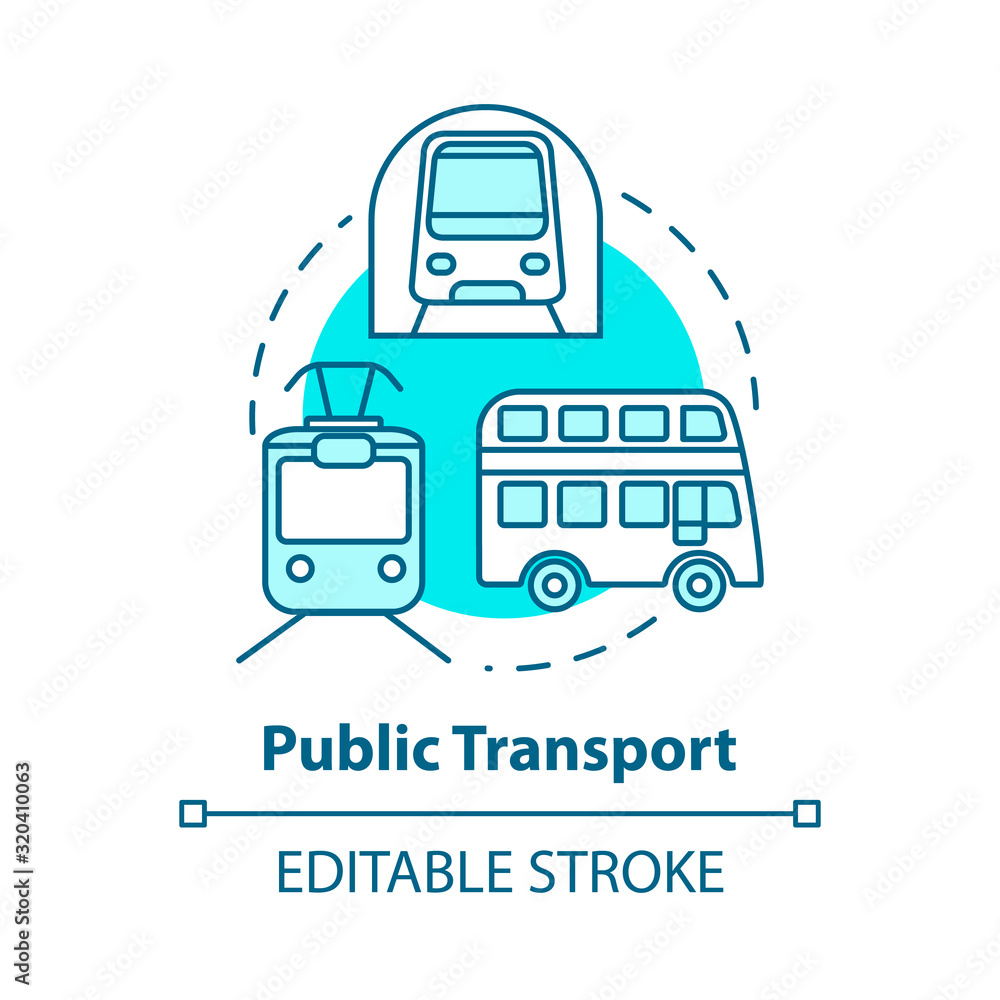 Public transport concept icon. Affordable travel means, budget tourism ...