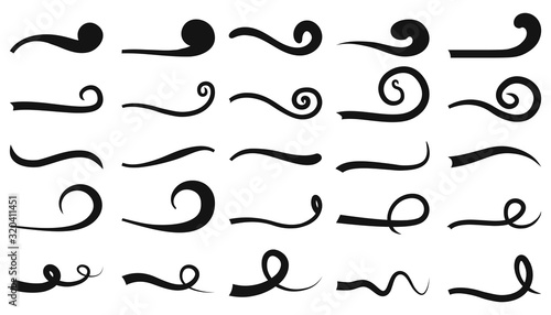 Typographic swash and swooshes tails. Underlined text tails. Retro swishes and swashes for typography, logos, font – stock vector