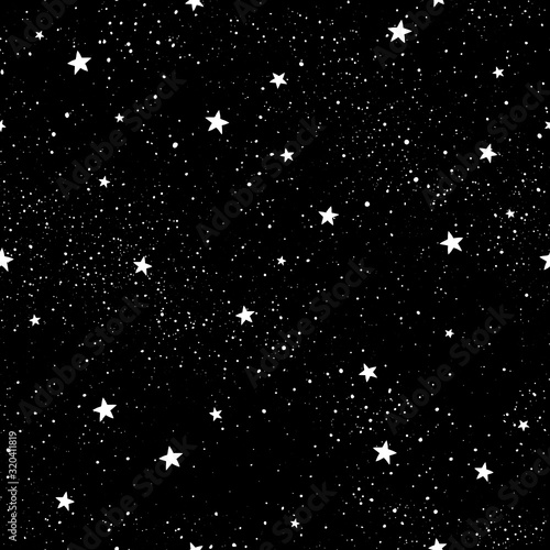 Seamless pattern with stars. Hand drawn stars texture. Night starry sky.