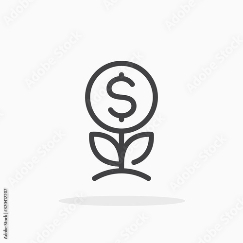 Money plant icon in line style. Editable stroke.