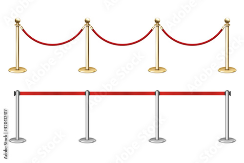 Golden rope barrier with red velvet rope fence.