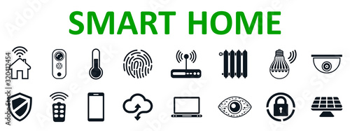 Smart home icons. Set of tech house flat icons. Collection smart house sign – stock vector