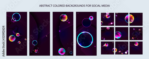 Set of banner for posting for social media style of cosmos universe stars galaxy dark blue