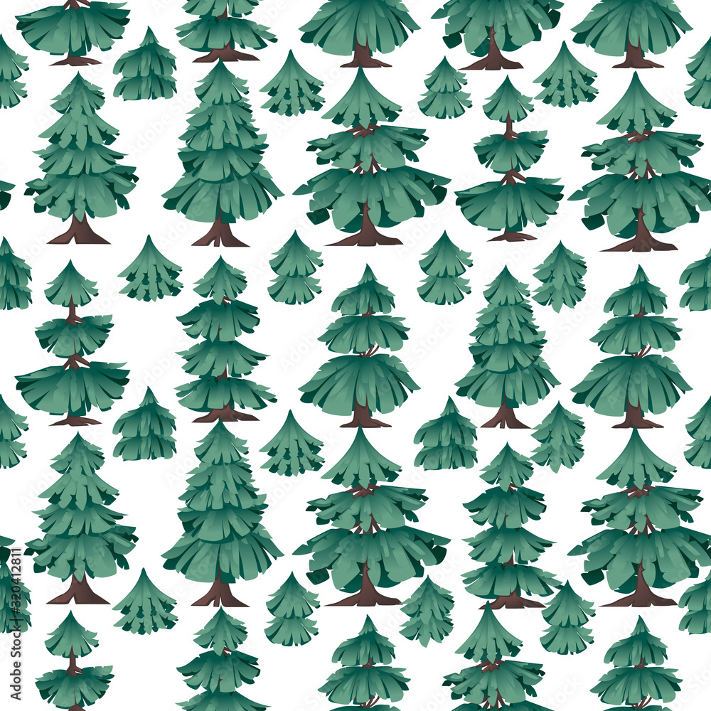 Fototapeta premium Spruce tree seamless pattern flat vector illustration on white background