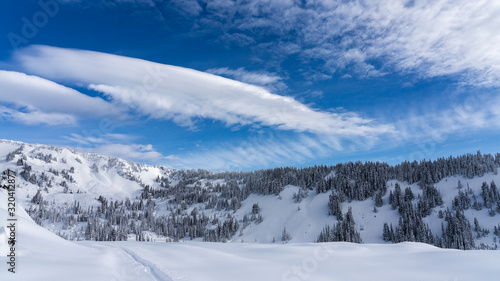 Winter Snowshoe and Ski Trail Towards Mazama Ridge On A Beautiful Morning © John