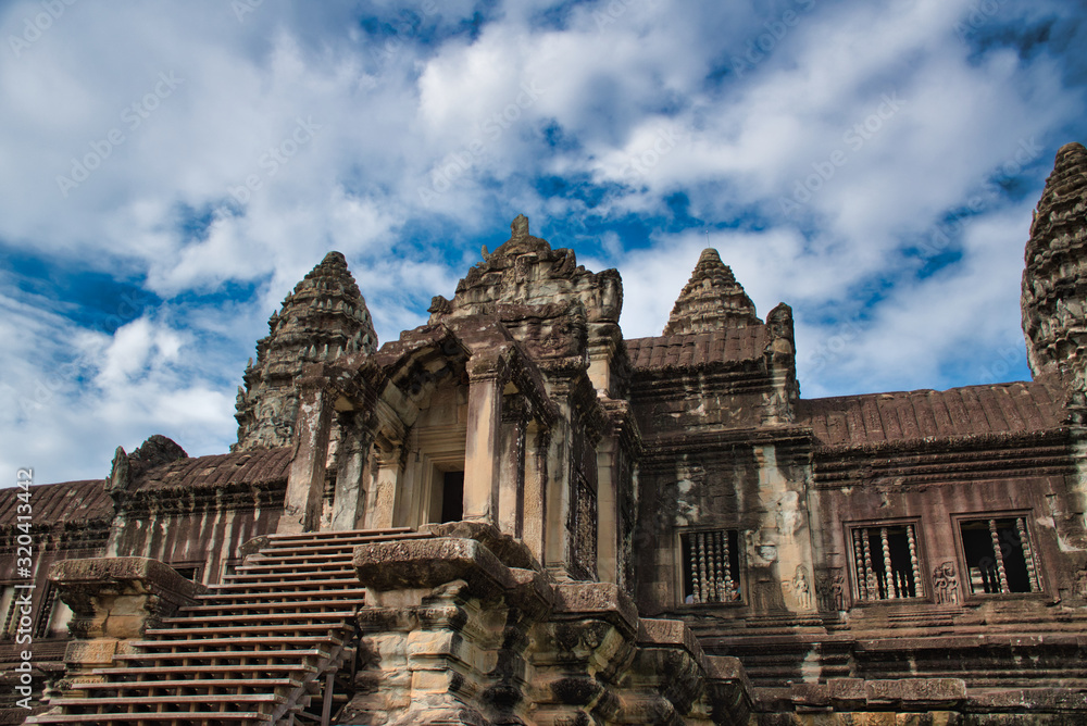 Naklejka premium Angkor Wat, City or Capital of Temples is a Hindu temple complex in Siem Reap Cambodia