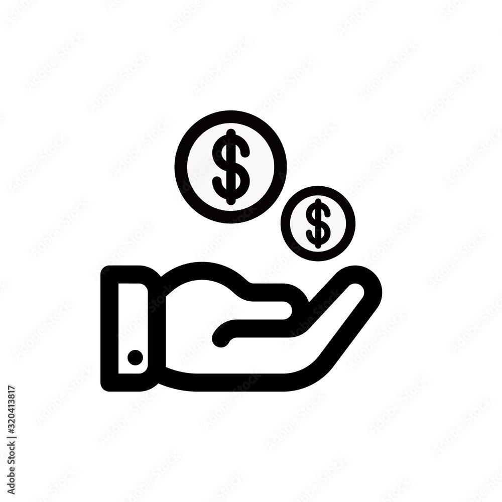 Two human hands holding dollar bill vector icon meaning Transfer Money Two human hands holding dollar bill vector icon meaning Transfer Money