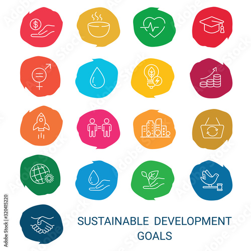 Icons Set .Sustainable Development Goals. 