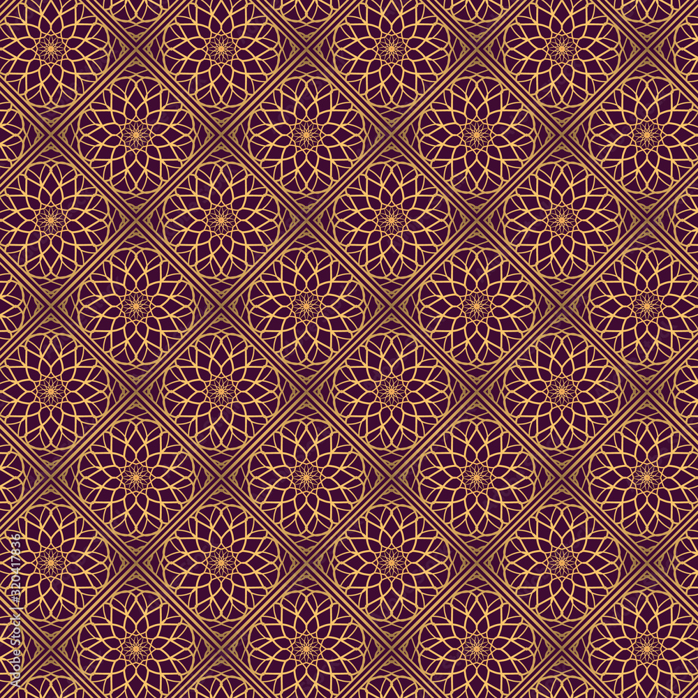 Golden oriental pattern design on dark background. Royal pattern design in vector Golden oriental pattern design on dark background. Royal pattern design in vector