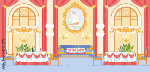 Luxury Premium Restaurant Banquet Decorated Hall.