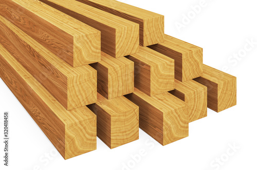 Heap of wood beams  3d rendering