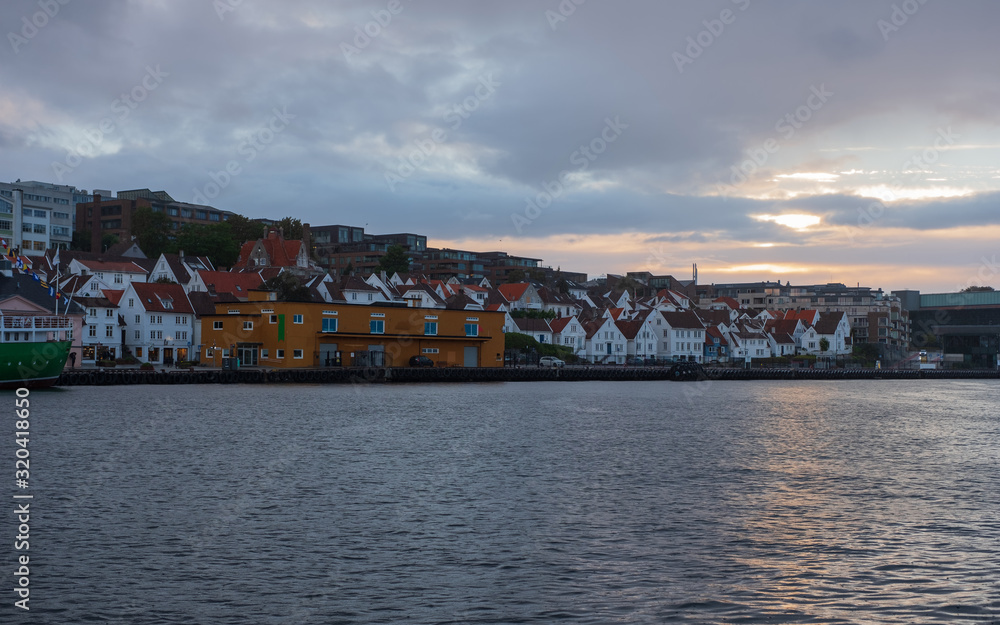 Stavanger at night - Charming town in the Norway. July 2019