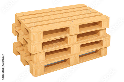 Stack of wooden pallets  3D rendering