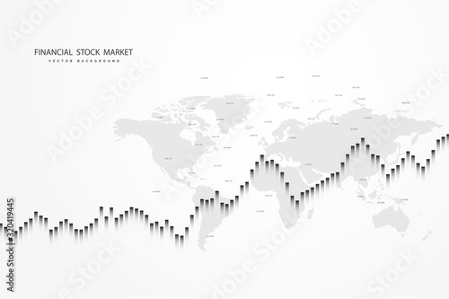 Stock market graph or forex trading chart for business and financial concepts, reports and investment on grey background . Vector illustration