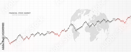 Stock market graph or forex trading chart for business and financial concepts, reports and investment on grey background . Vector illustration