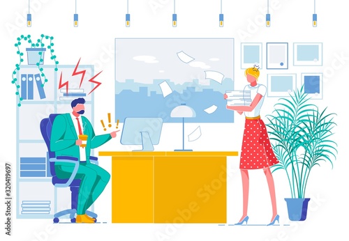 Office Job, Subordination Flat Vector Illustration