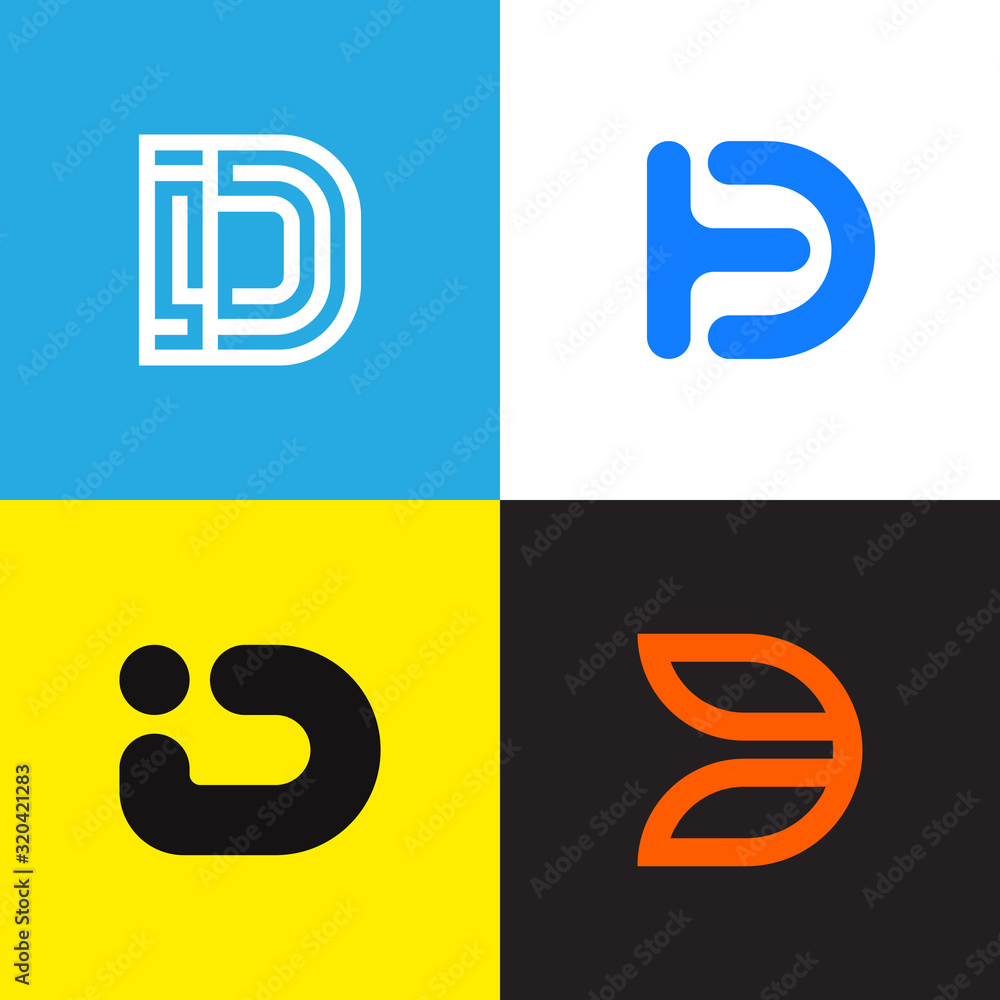 D letter logo collection vector design. Set of simple company logo icons. - obrazy, fototapety, plakaty 