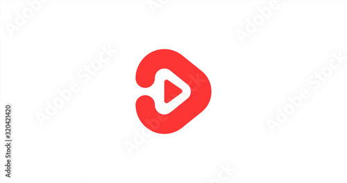 D letter media logo vector design. Play button logotype. Video application icon.
